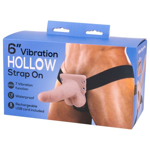 6" Vibrating Hollow Strap-On