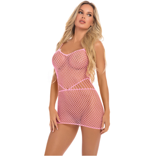 Roll Up Net Mini Dress OS