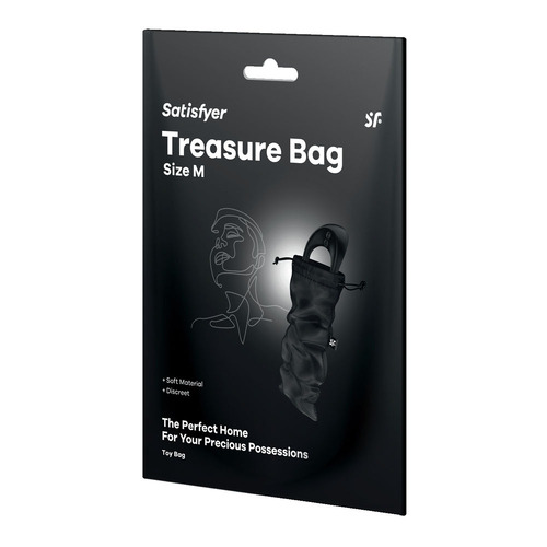 Satisfyer Treasure Bag Medium - Black Black Medium Toy Storage Bag