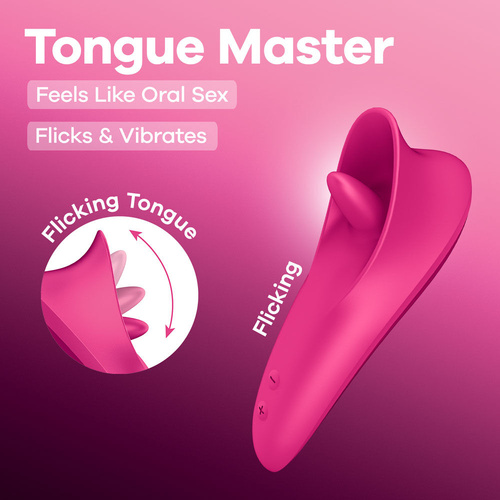 Satisfyer Tongue Master Pink 14.4 cm USB Rechargeable Flicking Clitoral Stimulator