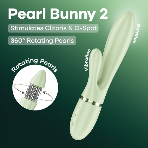 Satisfyer Pearl Bunny 2 - Light Green Light Green 21.5 cm USB-C Rechargeable Rabbit Vibrator