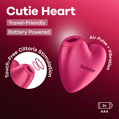 Satisfyer Cutie Heart - Battery Operated Pink Air Pulsation Stimulator with Vibration