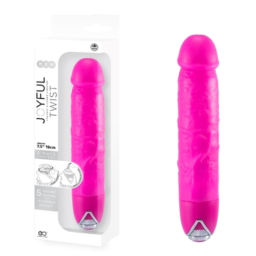 JOYFUL TWIST SILICONE VIBRATOR  7'  - PINK