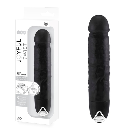 JOYFUL TWIST SILICONE VIBRATOR  7'  - BLACK