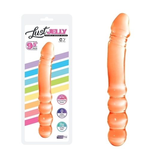 LUST JELLY PVC  9.5 DOUBLE DONG - ORANGE
