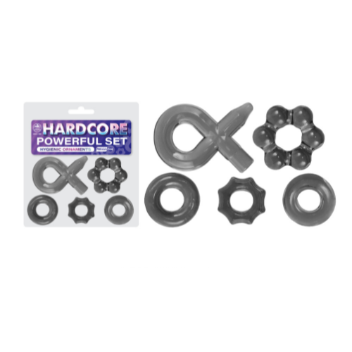 HARDCORE 40MM AND 50MM TPE ORNAMENT 5PCS SET TRANSPARENT BLACK