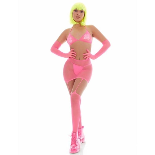 Pink Mesh Bling Ring Set incl Pasties OS