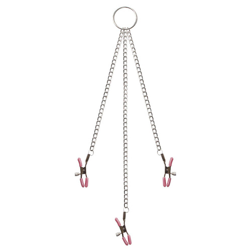 Adam & Eve Chain Me Up Kink Clamps Metal Nipple and Clitoral Chain