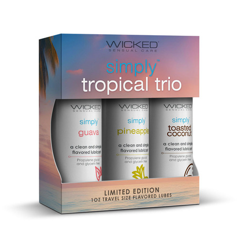 Wicked Simply Tropical Trio Flavoured Water Based Lubricants Set Of 3 X 30ml Bottles