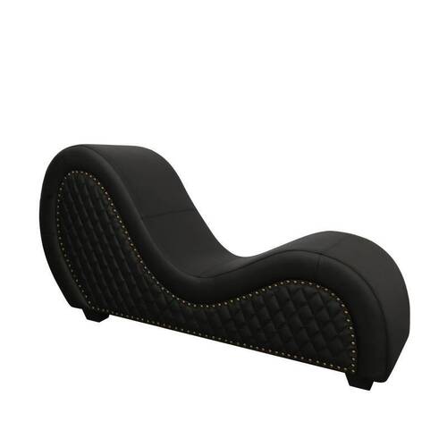 Kama Sutra Mebon Chaise Love Lounge Leather Studded and Quilted Black