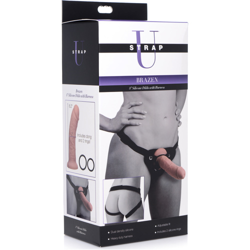 8" Silicone Dildo + Harness