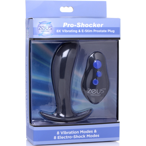 Pro-Shocker 8X Vibrating & eStim Plug Black