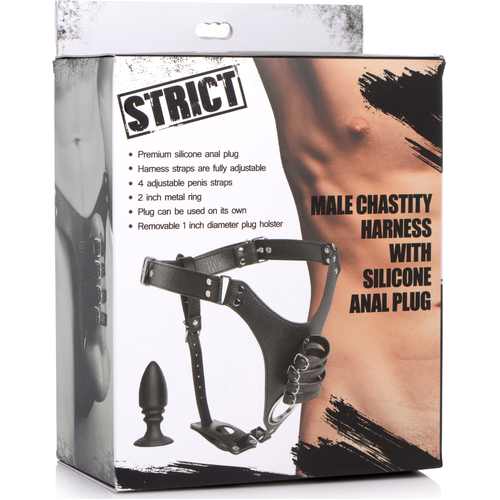 Male Chastity Harness + Butt Plug