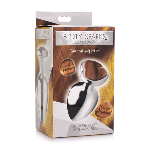 Gemstones Tiger's Eye Heart Large Anal Plug