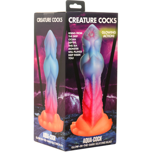 Aqua-Cock Glow in Dark Multi-Coloured 19.3 cm Fantasy Dildo