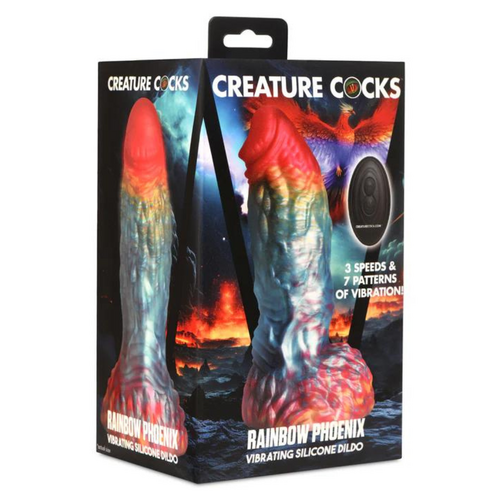 Creature Cock Rainbow Phoenix 10X Vibrating Silicone Dildo