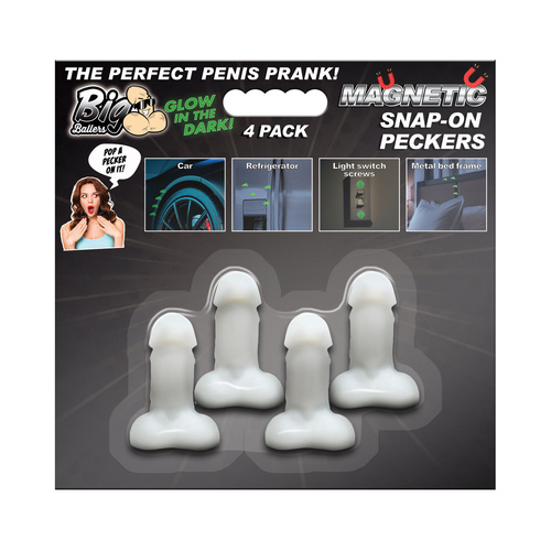 Big Ballers Glow-in-the-Dark Magnetic Snap-On Peckers - 4 Pack
