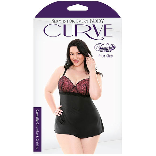  Camelia Chemise/G-String 3X/4X