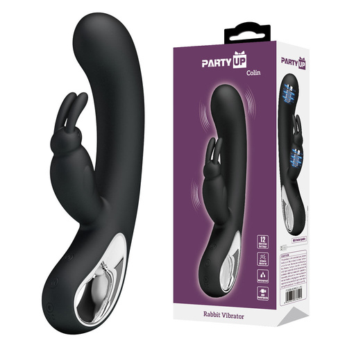 Party Up COLIN Rabbit Vibe - Black Black 21 cm USB Rechargeable Rabbit Vibrator