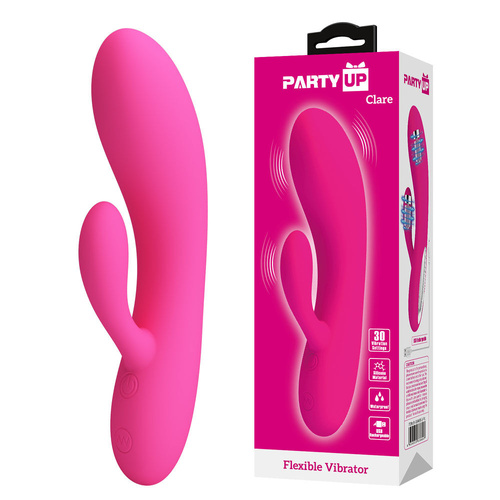 Party Up CLARE Flexible Vibe - Pink Pink 16.9 cm USB Rechargeable Rabbit Vibrator