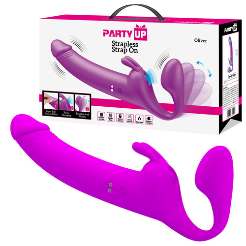 Party Up OLIVER Strapless Strap-On Purple 28.3 cm USB Rechargeable Strapless Strap-On