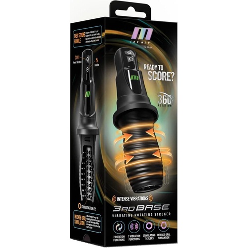 M For Men - 3rd Base Black USB Rechargeable Vibrating & Rotating Auto Stroker
