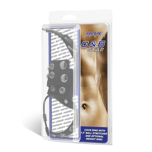 Cock Ring With 1.5" Ball Stretcher And Optional Weight Ring