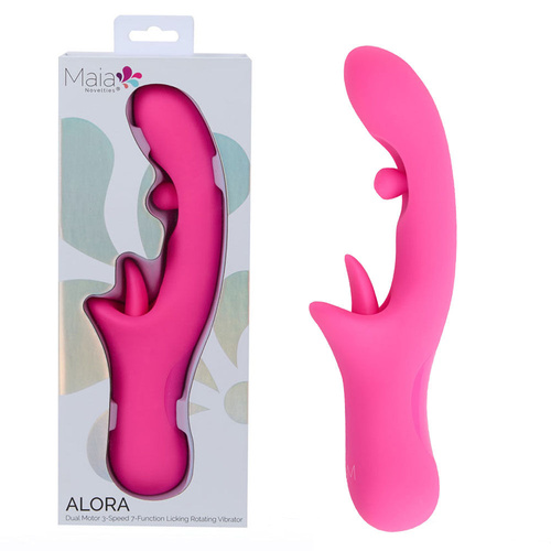 Maia ALORA Pink 24.1 cm USB Rechargeable Rotating & Licking Vibrator