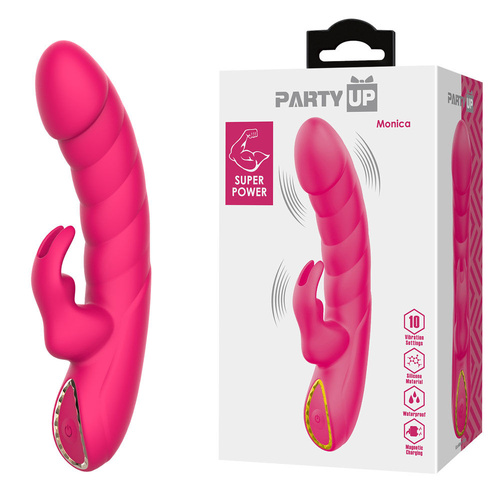 Party Up MONICA - Pink Pink 15.8 cm USB Rechargeable Rabbit Vibrator