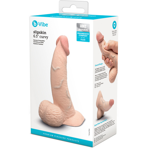 6.5" Slipskin Curved Silicone Cock