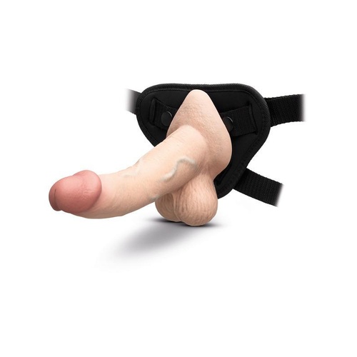 B Vibe Slipskin Realistic Silicone Dildo 8". Curved Cream