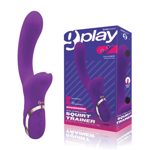 Bodywand G-Play Dual Stimulator Squirt Trainer Purple 22 cm USB Rechargeable Rabbit Vibrator with Air Pulsation