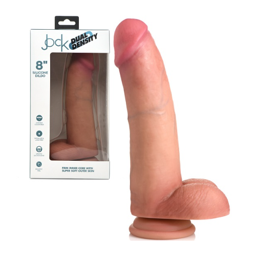 8" Dual Density Silicone Cock + Balls