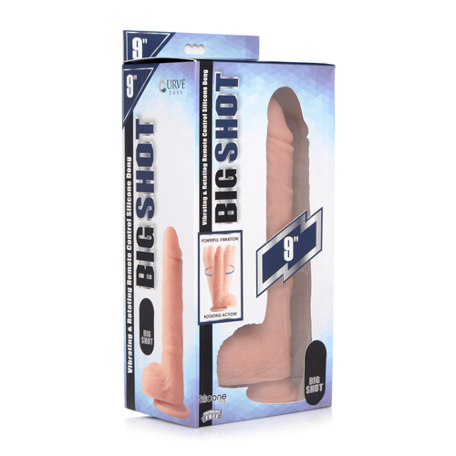 BIG SHOT 9" ROTATING RECHARGEABLE LIQUID SILICONE DONG WITH BALLS