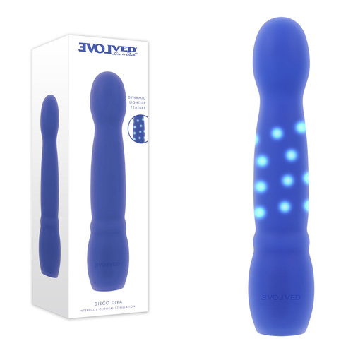 Evolved DISCO DIVA Blue 20.9 cm USB Rechargeable Light Up Vibrator