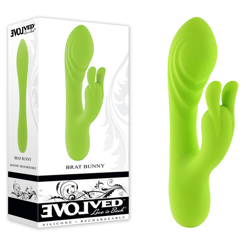 Evolved BRAT BUNNY Green 16.2 cm USB Rechargeable Rabbit Vibrator