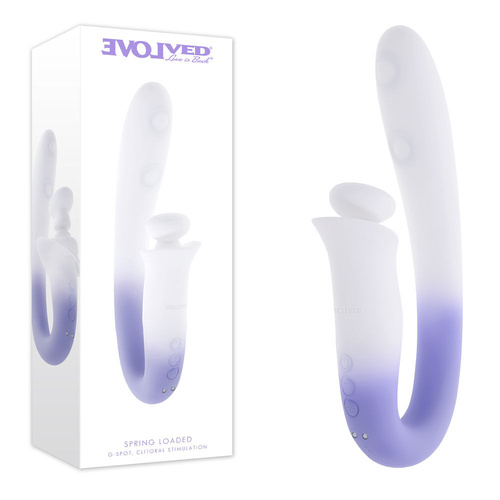 Evolved SPRING LOADED White/Purple 23 cm USB Rechargeable Multi-Tapping Vibrator