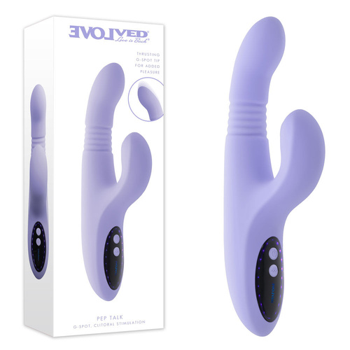 Evolved PEP TALK Purple 23.3 cm USB Rechargeable Thrusting Vibrator with Tapping Clitoral Stimulator