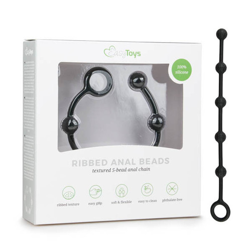 EasyToys Ribbed Anal Beads Black Small Anal Beads