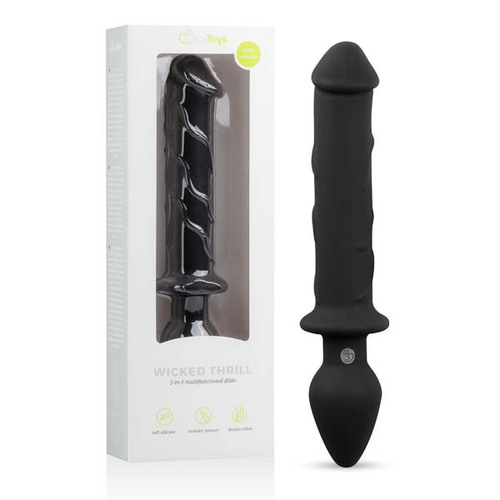 EasyToys Wicked Thrill Dildo/Buttplug Black 23 cm (9'') Double-Ended Dong & Butt Plug