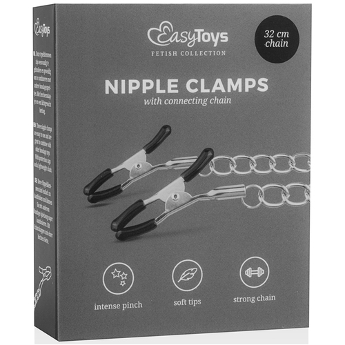 EasyToys Fetish Collection Nipple Clamps With Chain Silver Nipple Clamps