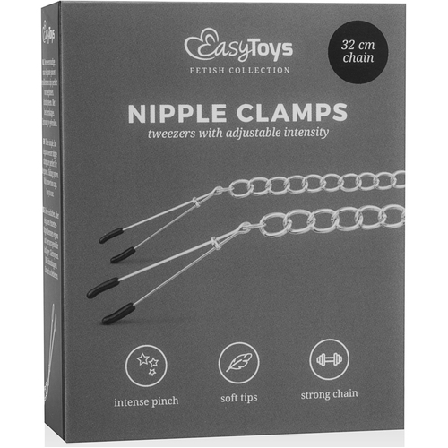EasyToys Fetish Collection Tweezer Nipple Clamps Silver Nipple Clamps with Chain