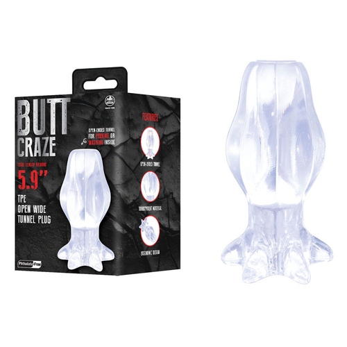 Butt Craze Clear 15 cm Hollow Butt Plug