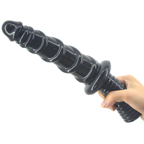 11" Ribbed Anal Beads + Handle
