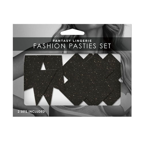Fashion Pasties Set Glitter Black - 2 Sets Included