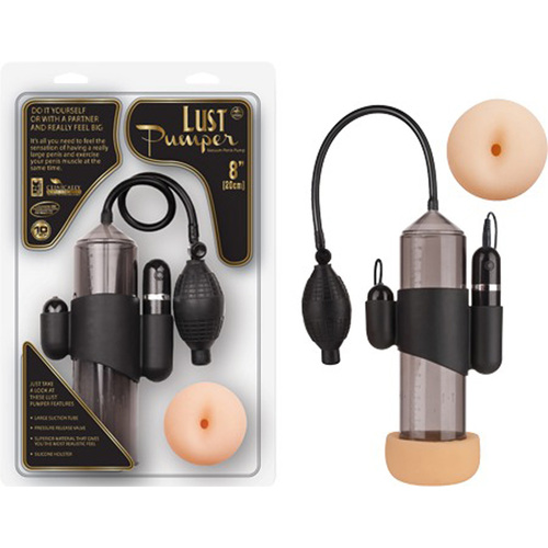 Lust Pumper 8" Vibrating Pump W/ Gauge (Ass) (Black)