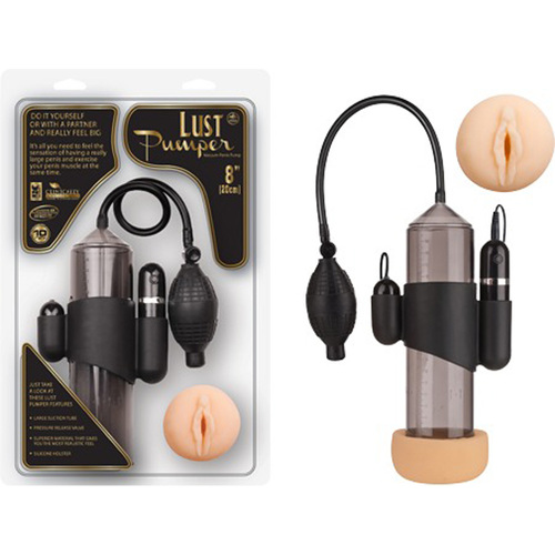 Lust Pumper 8" Vibrating Pump W/ Gauge (Vagina) (Black)