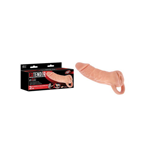 EXTENDOR TWO IN ONE 7" PENIS EXTENDER AND MASTURBATOR FLESH