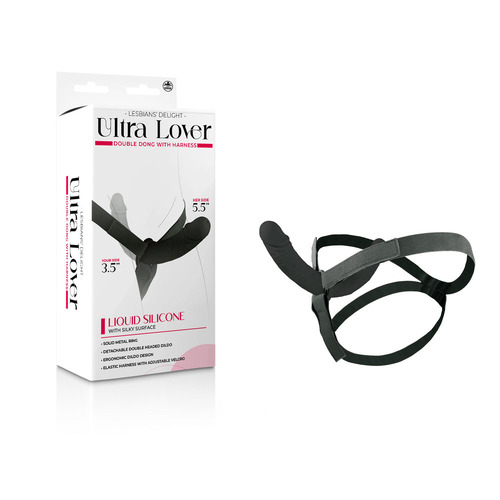 Ultra Lover - Black Black 14 cm Strap-On with 9 cm Internal Dildo