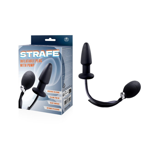 Strife Black Inflatable Butt Plug with Hand Pump